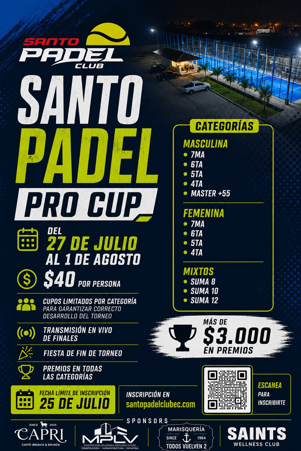 Santo Pádel Pro Cup - Categorías y detalles